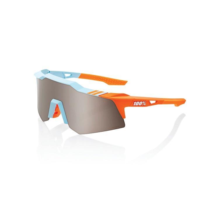 100% Speedcraft XS Sunglasses, Soft Tact Two Tone frame - HiPER Silver Mirror Lens