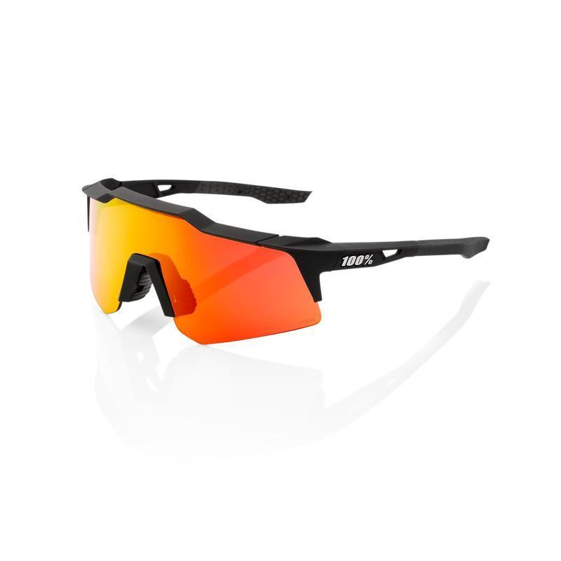 100% Speedcraft XS Sunglasses, Soft Tact Black frame - HiPER Red Multilayer Mirror Lens