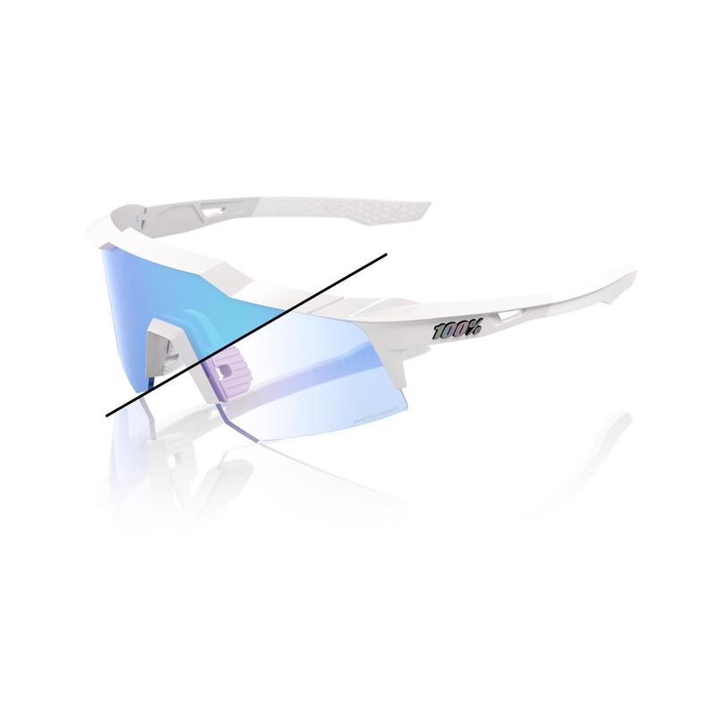 100% Speedcraft XS Bastille LE Sunglasses, Pearl White Glitter frame - Blue Mirror Photochromic Lens