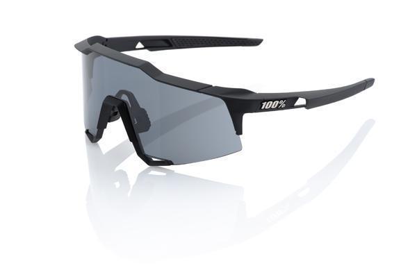 100% Speedcraft Sunglasses, Soft Tact Black frame - Smoke Lens