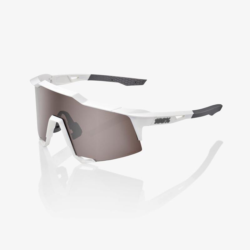 100% Speedcraft Sunglasses, Matte White frame - HiPER Silver Mirror Lens