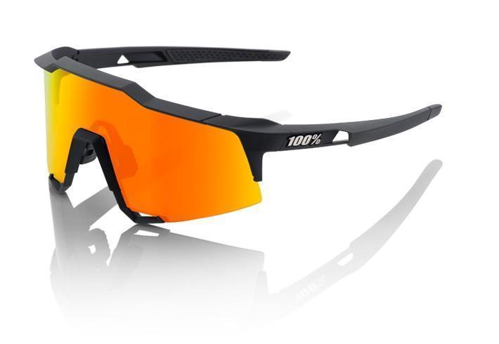 100% Speedcraft Sunglasses, Soft Tact Black frame - HiPER Red Multilayer Mirror Lens