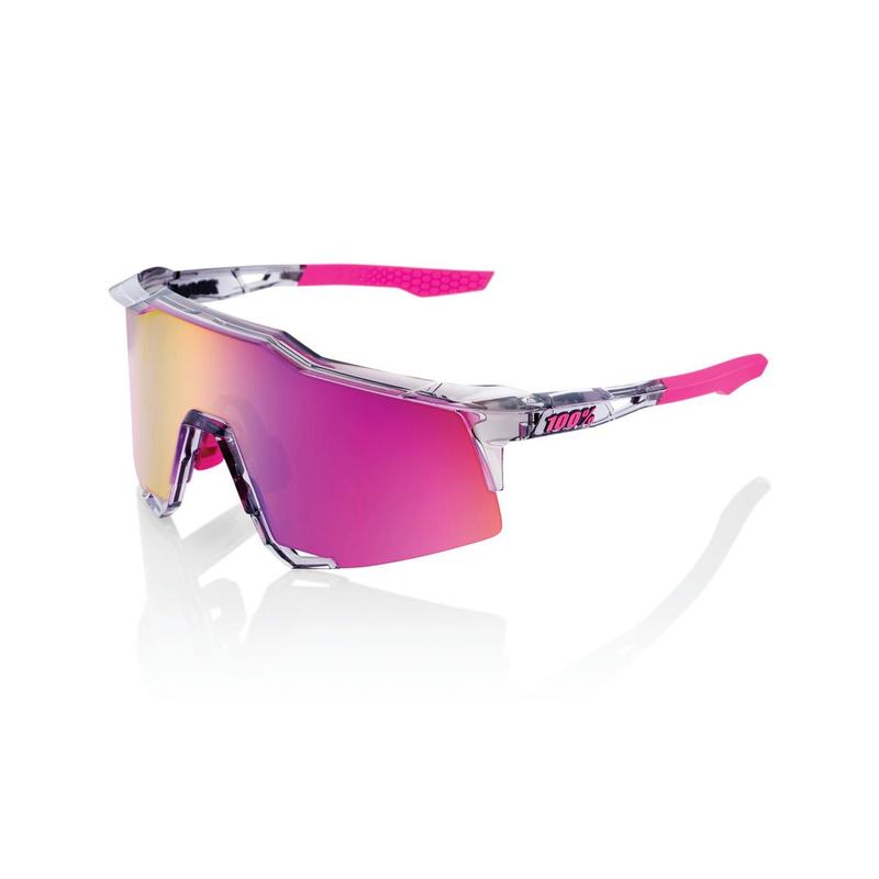 100% SpeedCraft Tokyo Night Edition Sunglasses, Polished Translucent Grey frame - Purple Multilayer Mirror Lens