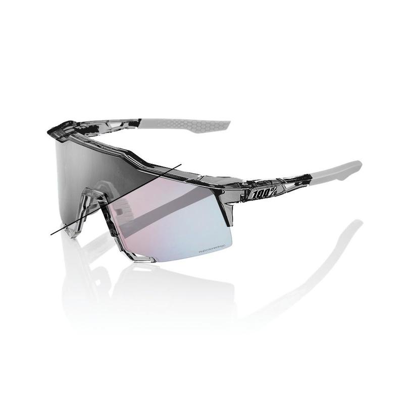100% Speedcraft Sunglasses, Polished Translucent Grey frame - Rose Gold Mirror Photochromic Lens
