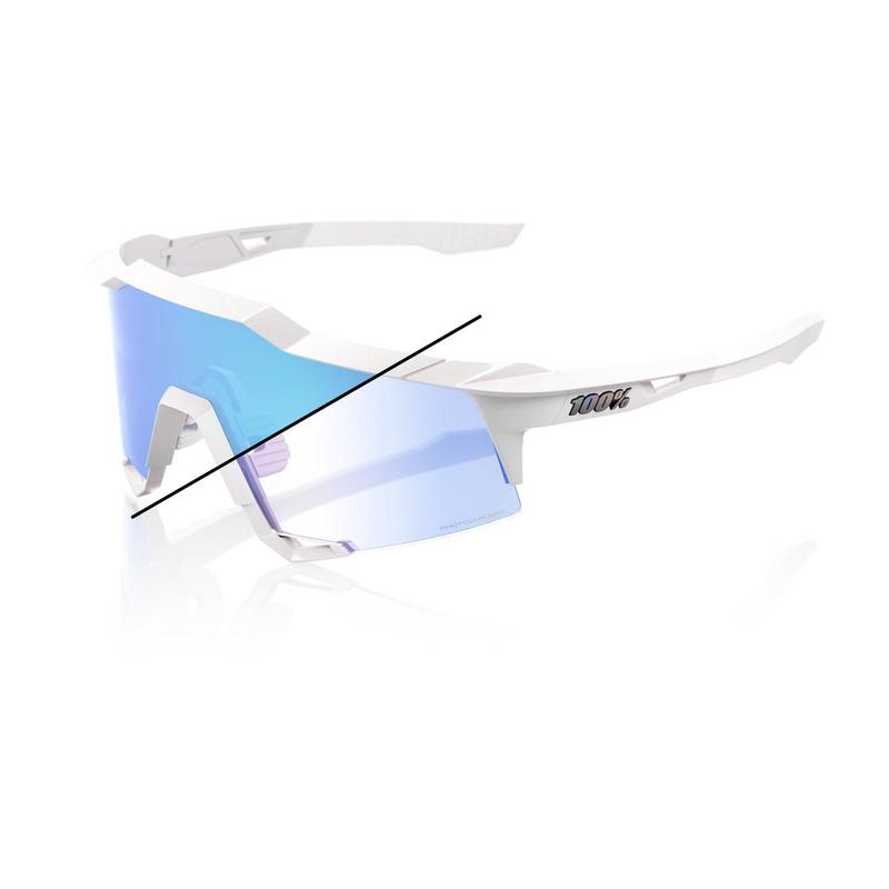 100% Speedcraft Bastille LE Sunglasses, Pearl White Glitter frame - Blue Mirror Photochromic Lens