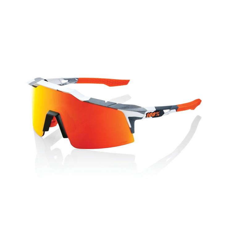 100% Speedcraft SL Sunglasses, Soft Tact Grey Camo frame - HiPER Red Multilayer Mirror Lens