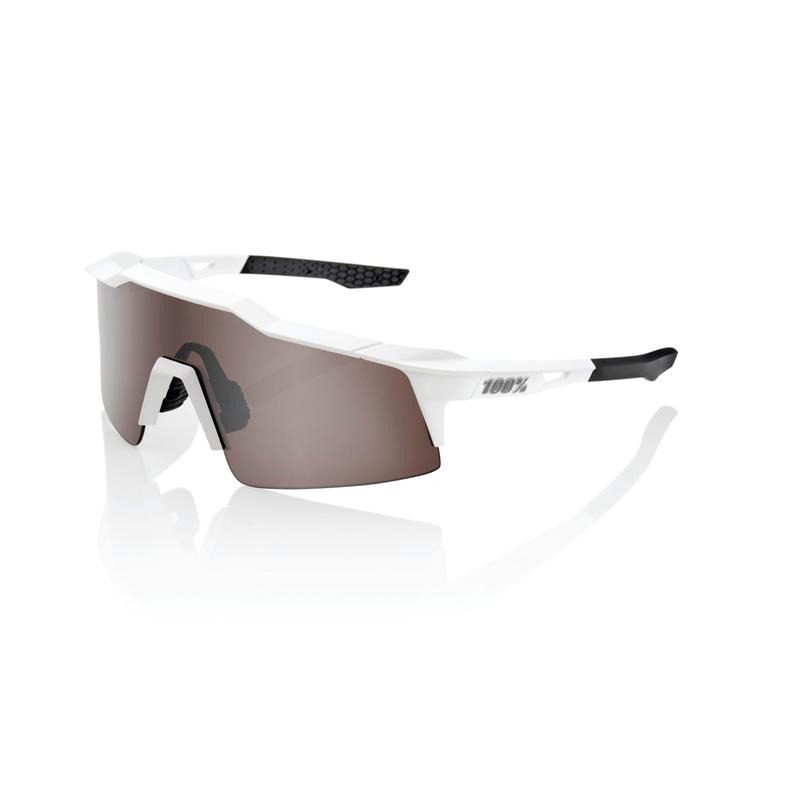 100% Speedcraft SL Sunglasses, Matte White frame - HiPER Silver Mirror Lens