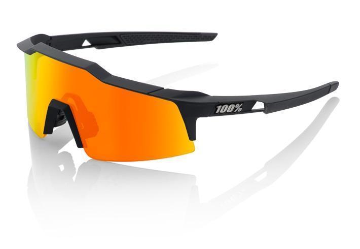 100% Speedcraft SL Sunglasses, Soft Tact Black frame - HiPER Red Multilayer Mirror Lens