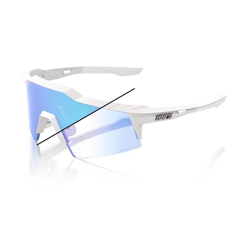 100% Speedcraft SL Bastille LE Sunglasses, Pearl White Glitter frame - Blue Mirror Photochromic Lens