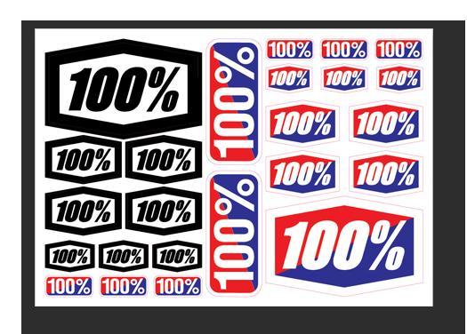 100% Decal Sheet, 8" x 5-1/2" /each