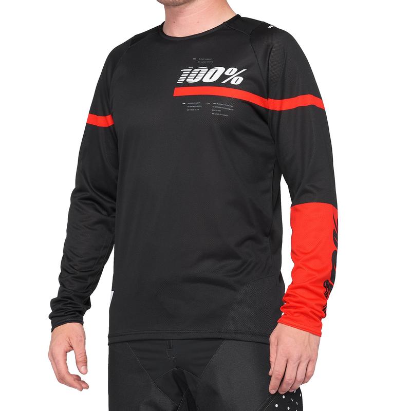 100% R-Core DH/BMX Long Sleeve Jersey, Black/Red, Large