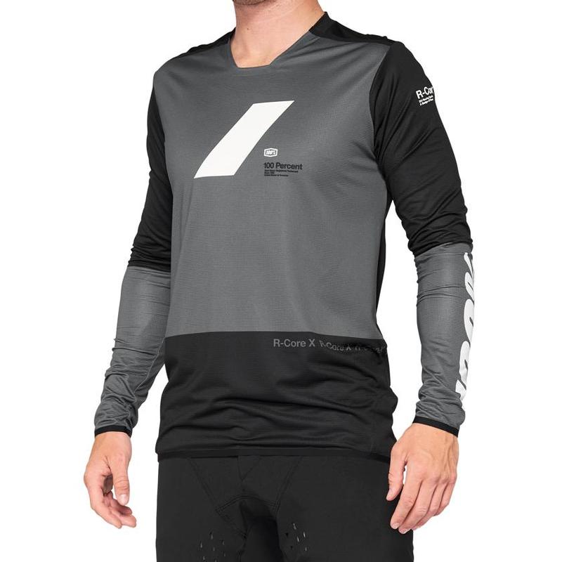100% R-Core-X DH/BMX Long Sleeve Jersey, Charcoal/Black, Small