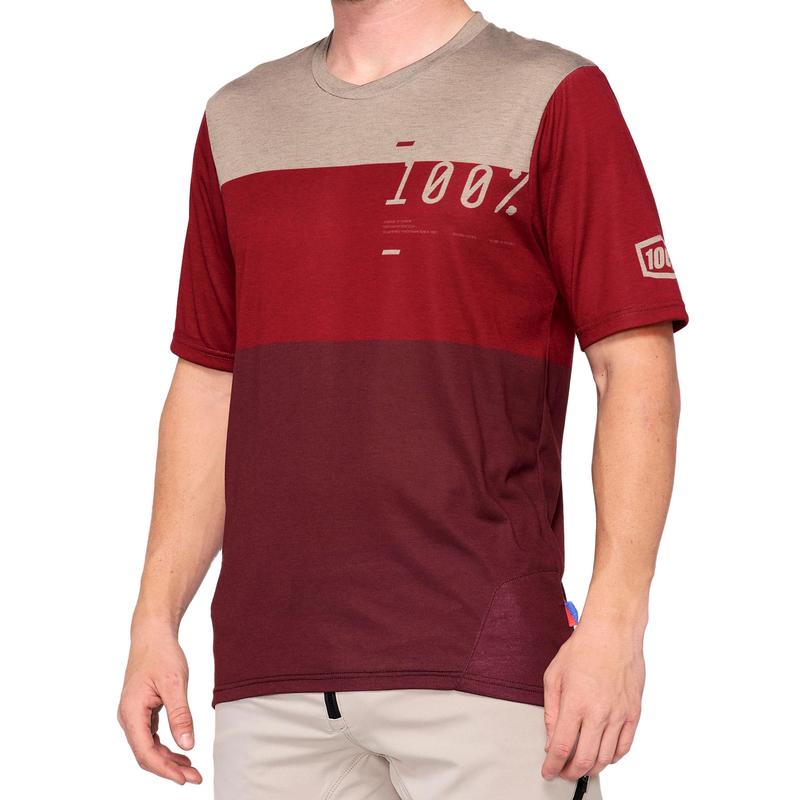100% Airmatic All Mountain Short Sleeve Jersey, Brick/Dark Red, Small