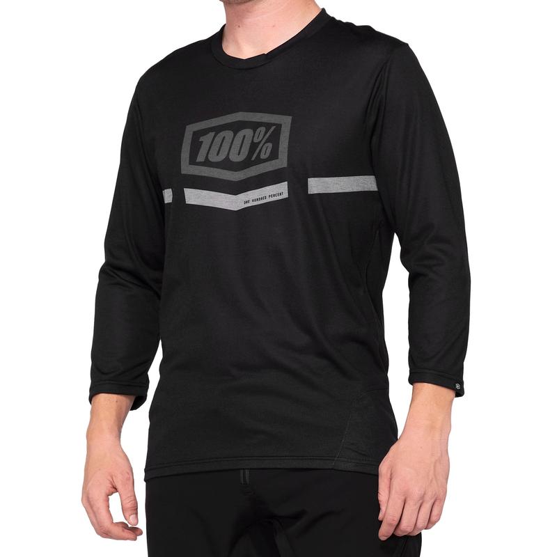 100% Airmatic All Mountain 3/4 Sleeve Jersey, Black, Small