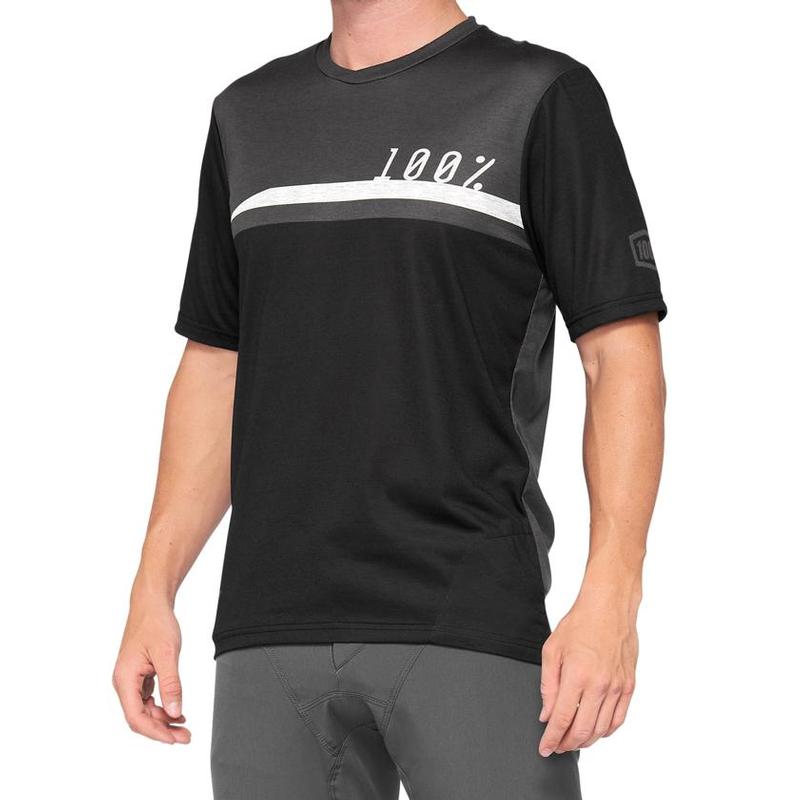 100% Airmatic All Mountain Short Sleeve Jersey, Black/Charcoal, Small