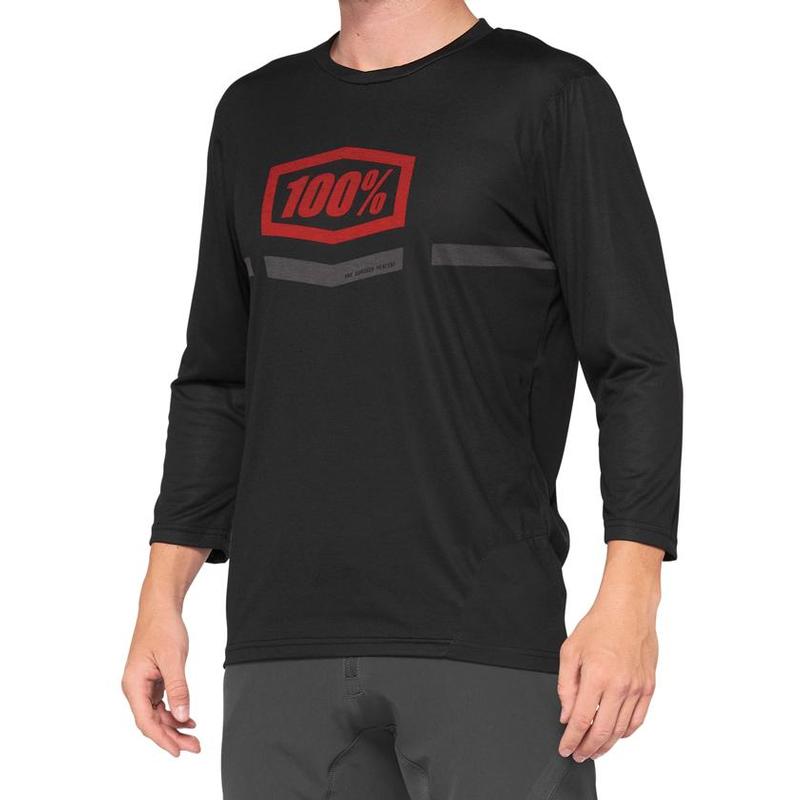 100% Airmatic All Mountain 3/4 Sleeve Jersey, Black/Red, Small