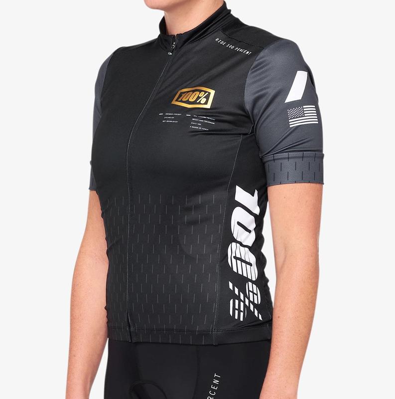 100% Women's Exceeda Short Sleeve Lycra Jersey, Black/Charcoal, Large