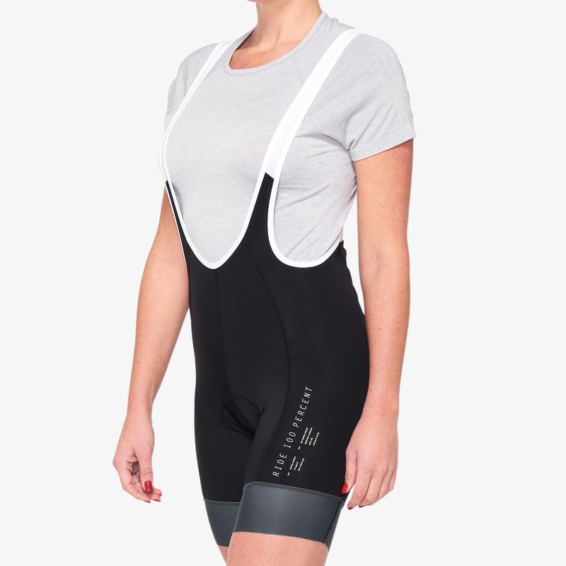 100% Women's Exceeda Lycra Bib Shorts, Black/Charcoal, Small