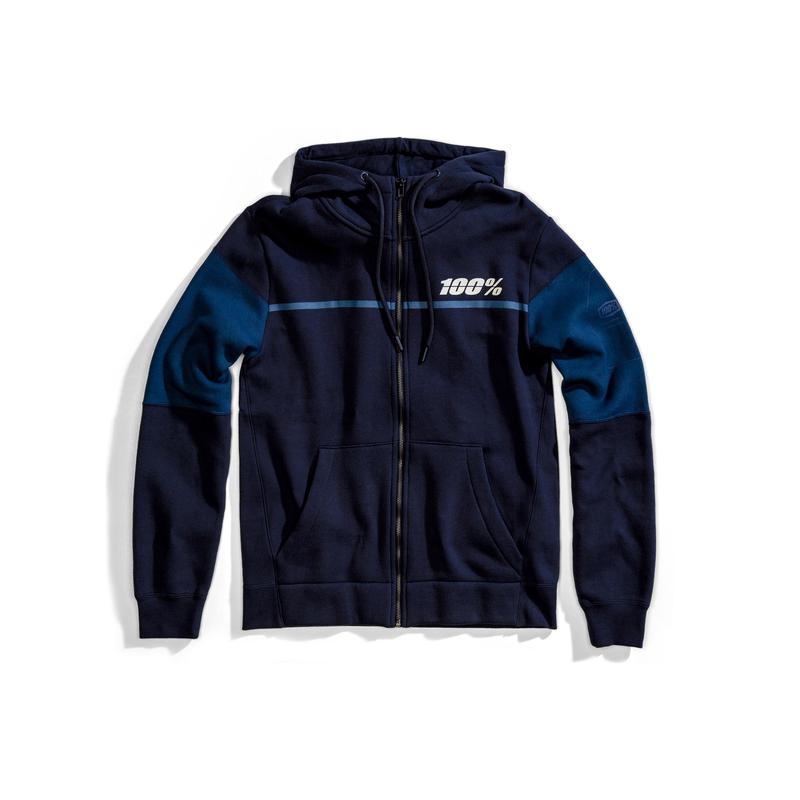 100% Emissary Hooded Zip Sweatshirt, Navy, Small