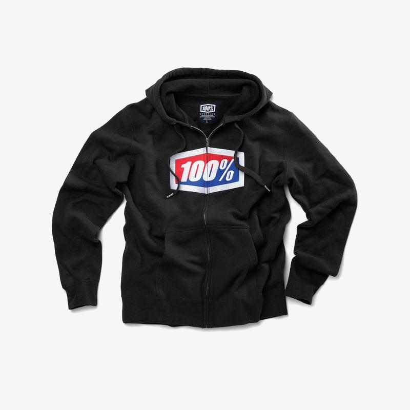 100% Official Hooded Zip Sweatshirt, Black, Small
