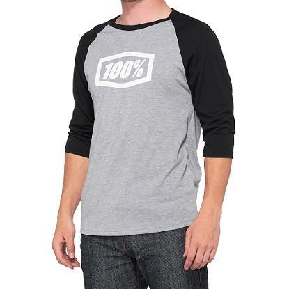 100% ICON Tech Tee, 3/4 Sleeve, Grey/Black, X-Large (XL)
