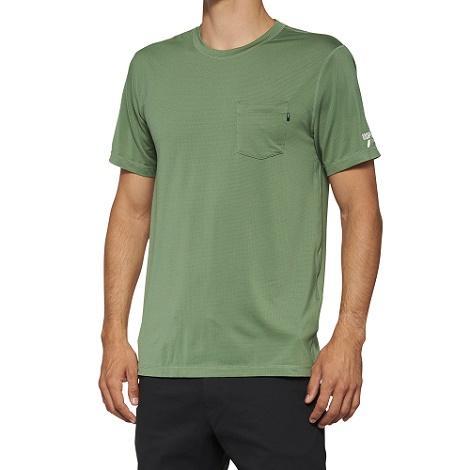 100% MISSION Athletic Tee, Short Sleeve, Olive, Medium