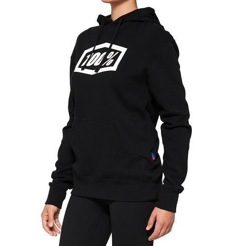 100% ICON Women's Hooded Pullover Sweatshirt, Black, Medium