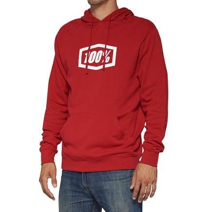 100% ICON Hooded Pullover Sweatshirt, Deep Red, Small