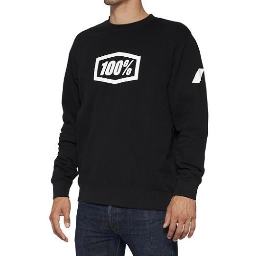 100% ICON Pullover Crewneck Sweatshirt, Black, Large