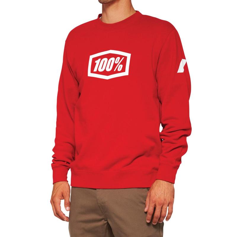 100% ICON Pullover Crewneck Sweatshirt, Deep Red, Medium