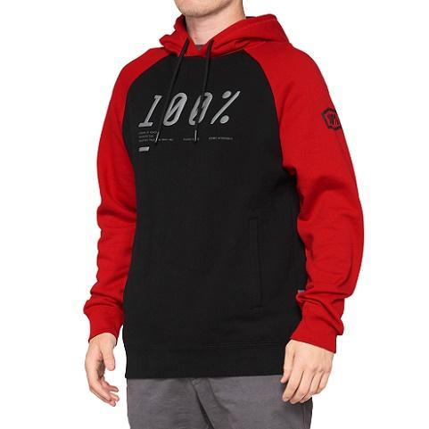 100% BARRAGE Hooded Pullover Sweatshirt, Black/Deep Red, Medium