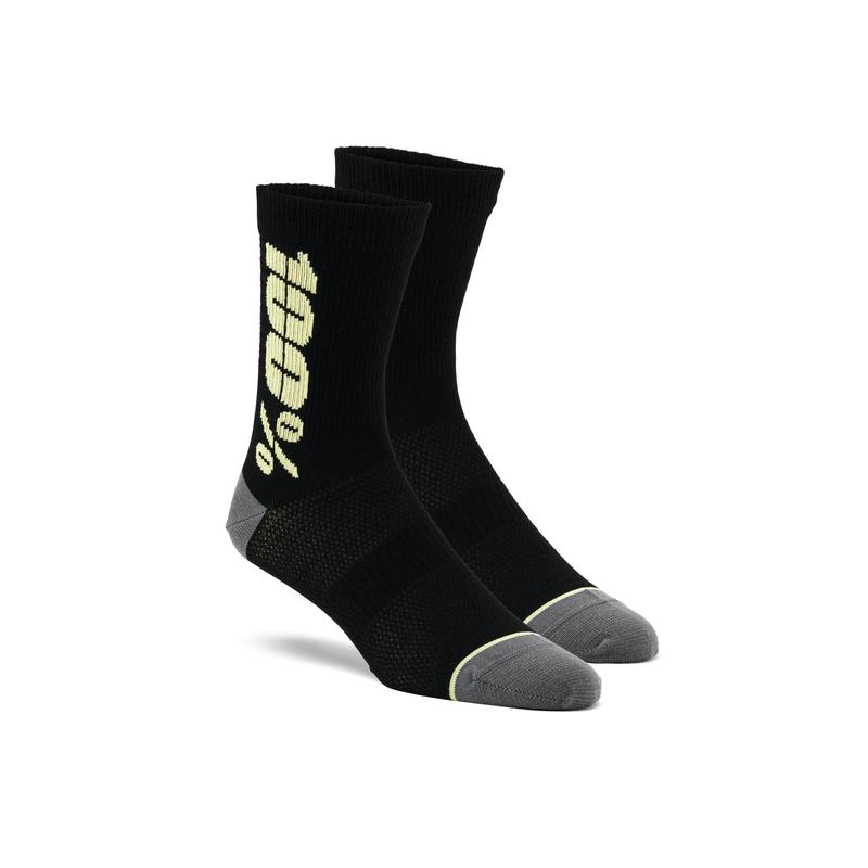 100% Rythym Merino Wool Performance Socks, L/XL, Black/Yellow