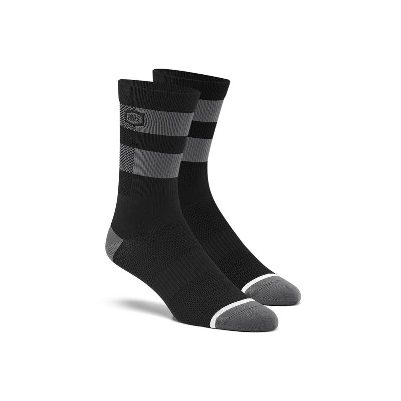 100% Flow Performance Socks, L/XL, Black/Grey