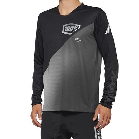 100% R-Core-X DH/BMX Long Sleeve Jersey, Black/Grey, XX-Large (XXL)