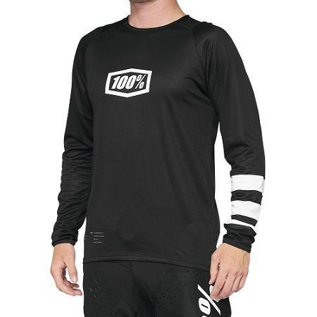 100% R-Core DH/BMX Long Sleeve Jersey, Black/White, Small