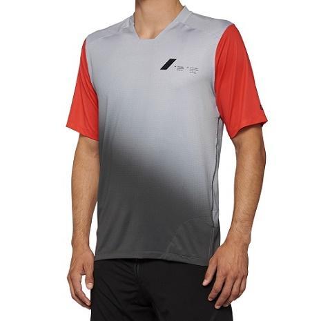 100% Celium All Mountain Jersey, Grey/Racer Red, Large