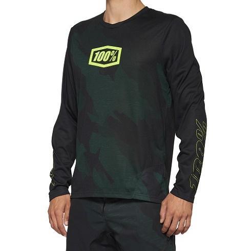 100% Airmatic All Mountain Long Sleeve Jersey, Limited Edition Black Camo, Medium