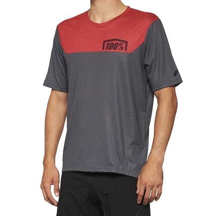 100% Airmatic All Mountain Short Sleeve Jersey, Charcoal/Racer Red, X-Large (XL)