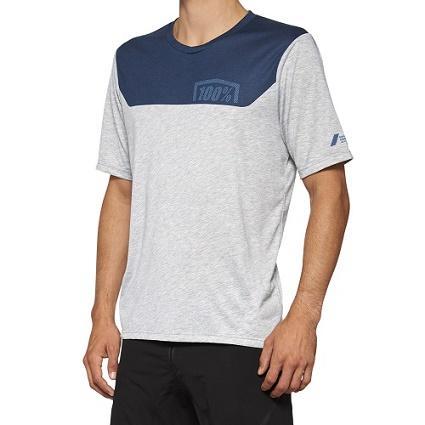 100% Airmatic All Mountain Short Sleeve Jersey, Grey/Midnight, Medium