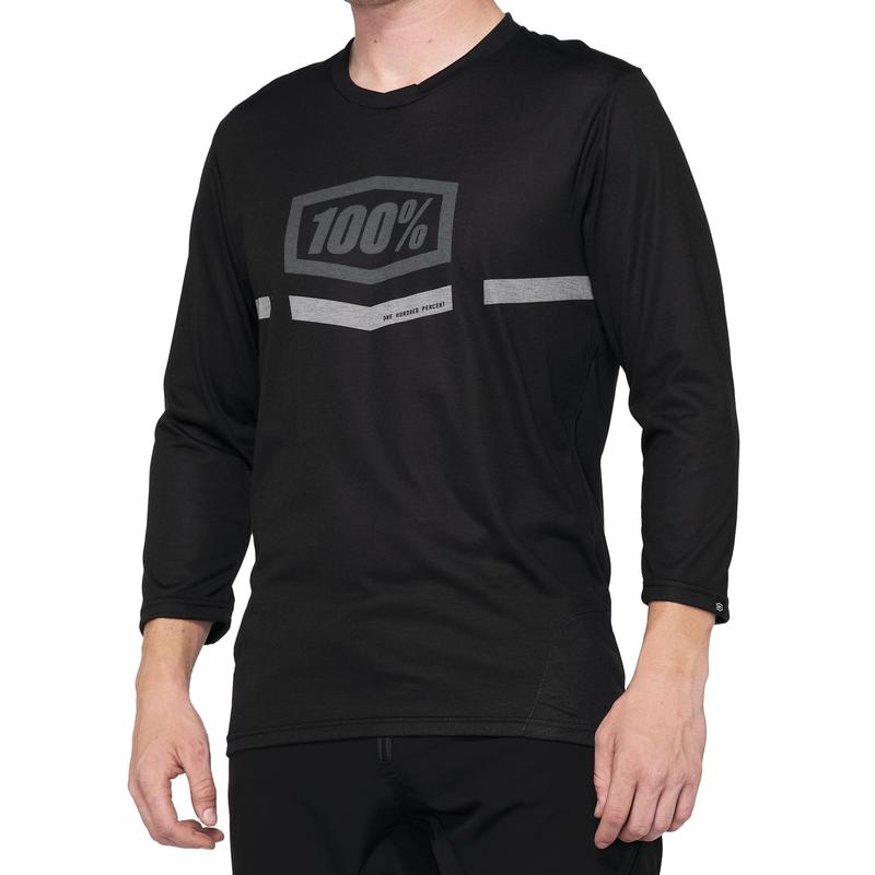 100% Airmatic All Mountain 3/4 Sleeve Jersey, Black, Medium