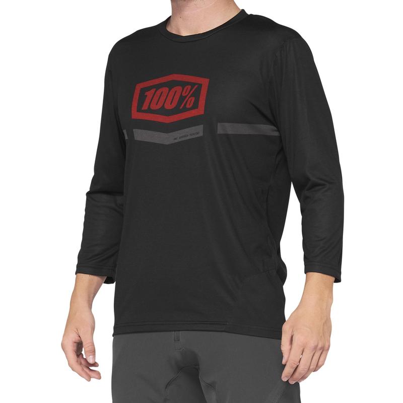 100% Airmatic All Mountain 3/4 Sleeve Jersey, Black/Red, Small