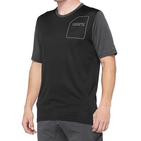 100% Ridecamp All Mountain Short Sleeve Jersey, Black/Charcoal, Medium