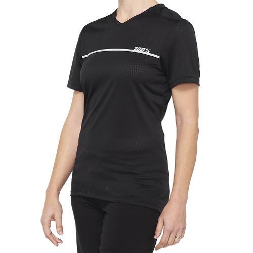 100% Ridecamp Women's All Mountain Short Sleeve Jersey, Black/Grey, Small