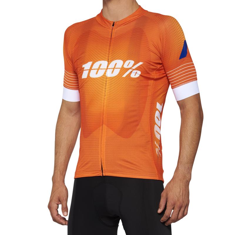 100% Exceeda Short Sleeve Lycra Jersey, Orange, Small