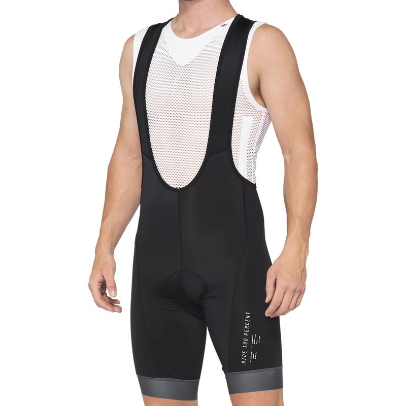 100% Exceeda Lycra Bib Shorts, Black/Charcoal, Large