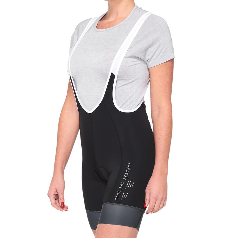 100% Women's Exceeda Lycra Bib Shorts, Black/Charcoal, Medium