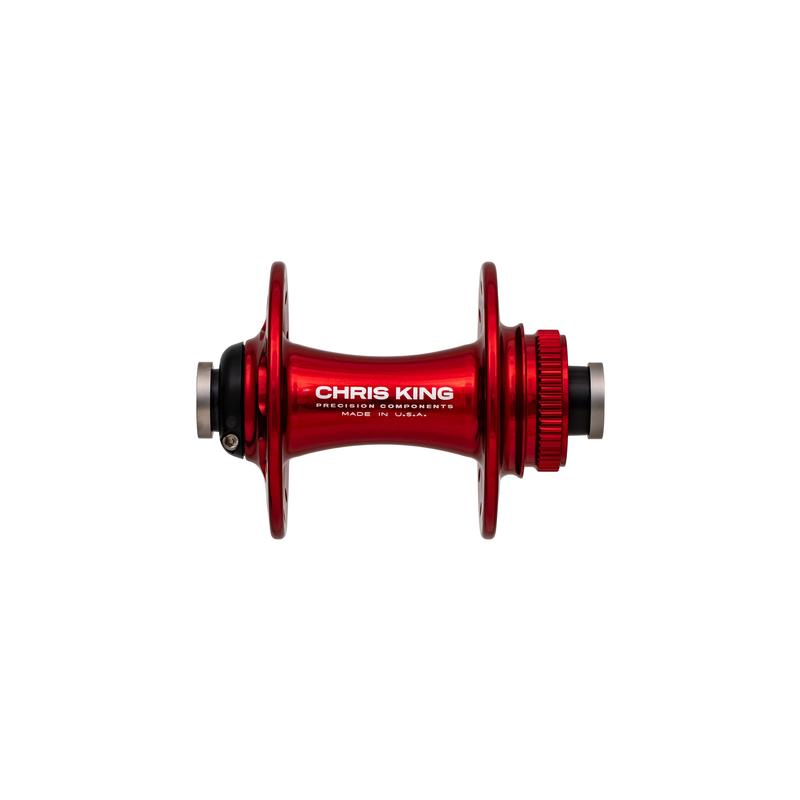 Chris King R45 Disc Hub Front, CenterLock, 28 Hole, 12mm x 100mm, Red