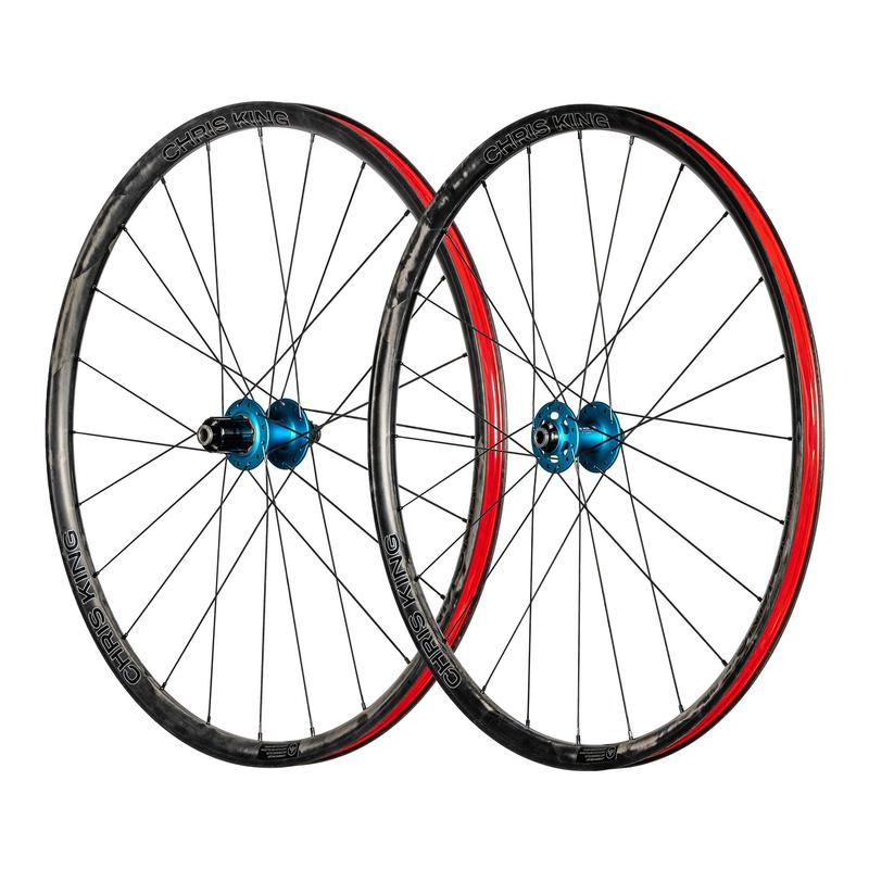 Chris King GRD23 700c Wheelset, R45D Hubs Front 24H (12x100mm) and Rear 24H (12x142mm), HG EV Driver, Red