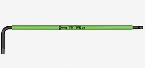 Wera Tools Hex Plus Long Arm L-Key, Bright Green, 2.5mm