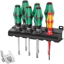 Wera Tools Kraftform 7 / Heavy Metal 1 Screwdriver Set with Rack and Tool Gesture Bottle Opener, 8 pieces